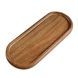 Small Acacia Wood Serving Tray, Wooden Decorative Tray for Coffee Table, Kitchen, Bathroom Counter - Wood Platter for Candles, Perfume, Snacks (11.4 x 4.1 x 0.6 in)
