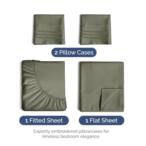 Image of Queen Size 4 Piece Sheet Set - Ultra Soft & Cooling Bed Sheets - Dark Taupe | Fits 8 Inch to 16 inch Mattress, Wrinkle Free & Fade Resistant with Deep Pockets, Breathable, Comfy Hotel Luxury Bedding