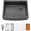25 Inch Black Farmhouse Apron Workstation Sink-Jshozzy Small Farmhouse Sink Matte Black Stainless Steel Farm Sink 16 Gauge Single Bowl Farm House Sink with Offset Drain