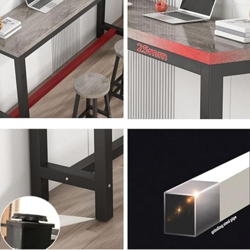 Modern Rectangular Bar Table - Stylish Wood Pub Table for Narrow Spaces, Dining, Living Room, Kitchen Island - Sturdy Metal Frame Console Coffee Table