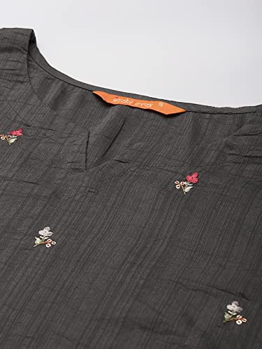 Image of INDO ERA Women's Poly Chiffon Embroidered Straight Kurta With Pant & Dupatta Set (RRRRR8075)