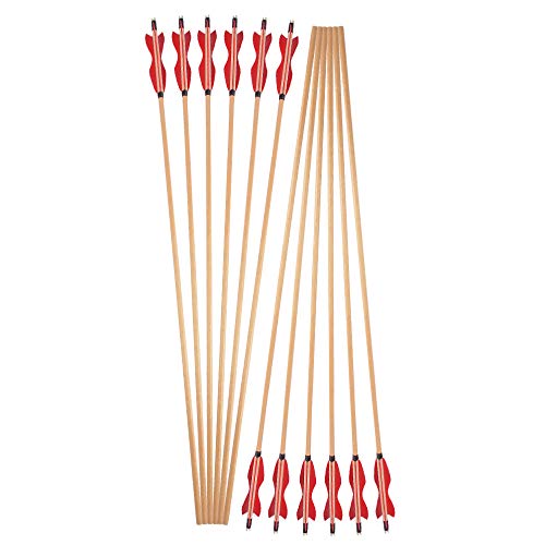 ZSHJGJR 6pcs Handmade Archery Wooden Arrow Shaft Turkey Feathers Traditional Wooden Shaft Arrows Hunting Target Arrows without Arrow Point for Recurve Bow Longbow - Image 4