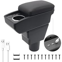 YJYWZH Car Armrest Storage Box for Chevrolet Chevy Spark 2016-2022 Double Layer Center Console Organizer with 6 USB Ports and Cup Holder Car Interior Accessories Black Thread