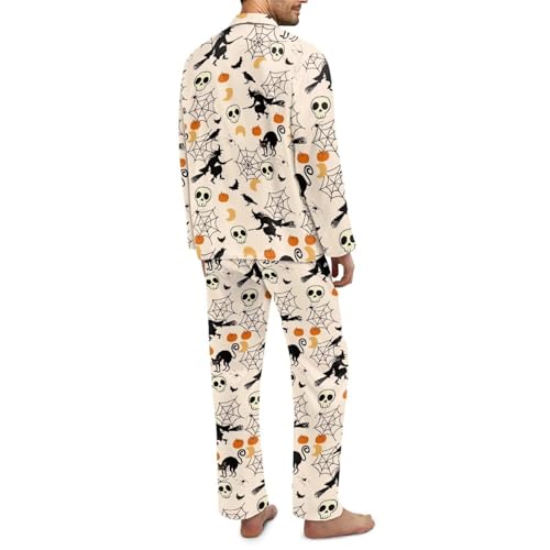 2-Piece Pajamas Set for Men Long Sleeve Button Down Sleepwear V-Neck Casual Lounge Set with Pockets4