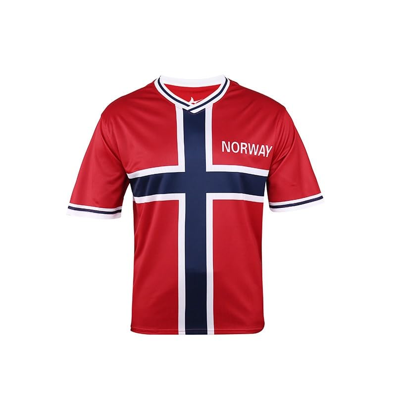 2026 Men's Retro National Team Football Jersey European 16 Country Classic Sports Style Breathable Fan(Norway,M)