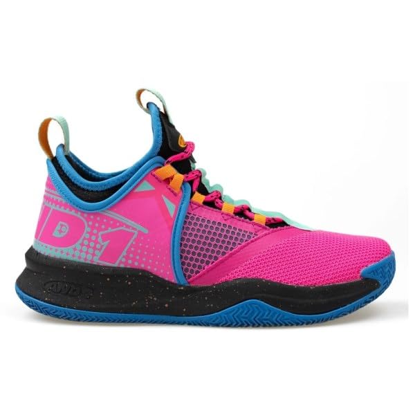 AND1 Kid's Charge Jr Basketball Shoes (Pink Brilliant Blue Black, US Footwear Size System, Little Kid, Numeric, Medium, 12)2