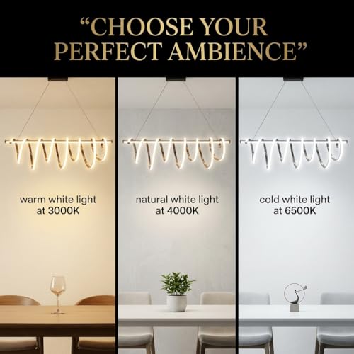 Image of 1000mm Linear Spiral LED Chandelier for Living Room Modern, Smart Ceiling Light 3 Color Modes, Alexa & Google Compatible Jhumar for Hall, Metal Chandelier Lights for Ceiling