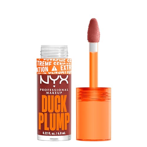 NYX Professional Makeup Duck Plump, Brillo de Labios, Efecto Volumen Instantáneo, Con Jengibre Picante, Fórmula Vegana, Tono: Brick of Time