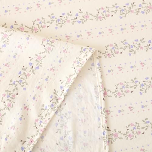 Image of Story@Home King Size Bedsheet | Air Cotton Flatsheet King Size with Two Pillow Covers| 240 TC | Super Soft Bed Sheet for King Size Bed | Floral Design (270 x 250 cm, Off White & Blue)