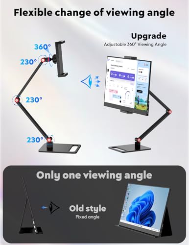 Image of 15.6 inch Portable Monitor with Adjustable Stand, 1080P FHD IPS Screen Extender, USB-C /HDMI Port, Ultra Slim Travel Monitor with Eye Protection, Plug and Play for Laptop /PC /Mac /Android /Switch /PS5