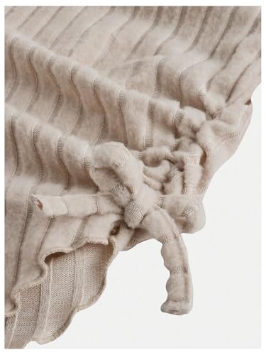 SHENHE Girl's Ribbed Knit Off The Shoulder Tee Ruched Bell Sleeve Asymmetrical Going Out Top4