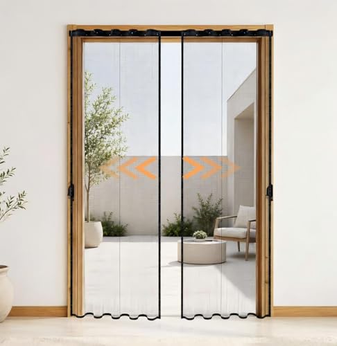 Magnetic Screen Door with Sliding Track Fits 72 x 80 Doors Durable Fiberglass Mesh Retractable Screen for Patio Sliding French Balcony Front and Back Doors