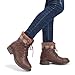 STQ Women's Fashion Combat Boots Lace-Up Ankle Booties Round Toe Non-Slip Warm Casual Boots Brown Plaid US 10