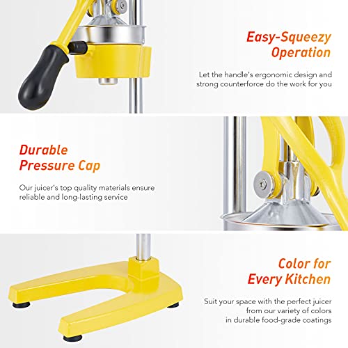 CO-Z Commercial Grade Citrus Juicer Professional Hand Press Manual Orange Juicer Heavy Duty Citrus Orange Lemon Lime Pomegranate,Yellow - Image 4