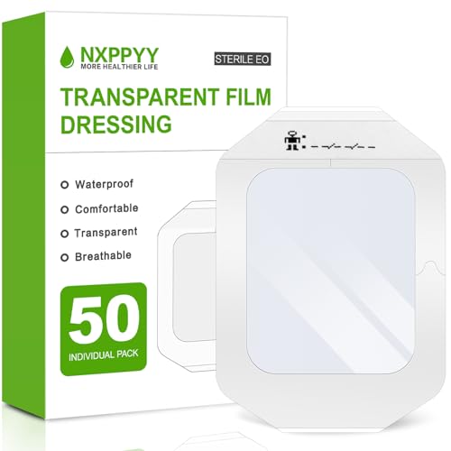 50Pack Transparent Film Dressing - 4 x 4.75 Waterproof Bandages for Wounds Wound Dressing for Swimming Post Surgical Shower IV Shield Tattoo Aftercare Wound Care Adhesive Patches