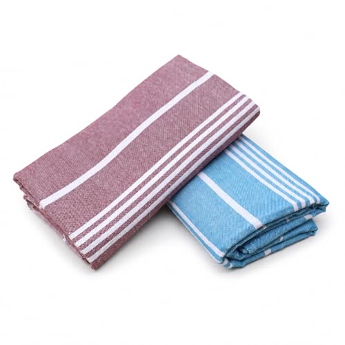 Image of COMFORT WEAVE Cotton Bath Towels 250 GSM Multicolor (Blue,Meron, Pack of 2)