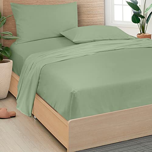 Royale Linens 400 Thread Count 100% Egyptian Long Staple Cotton 4 Piece Sateen Sheet Set - 1 Fitted Sheet, 1 Flat Sheet, 2 Pillow Case - Bed Sheet Set, Wrinkle & Fade Resistant Sheet Set (Teal, Queen) #TOP5