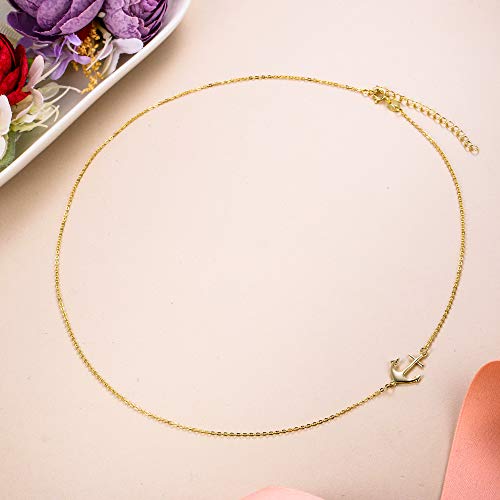 Ever Faith 925 Sterling Silver Golden Sideways Anchor Necklace Personalized Nautical Sailor Choker Jewelry Gift For Woman #TOP2