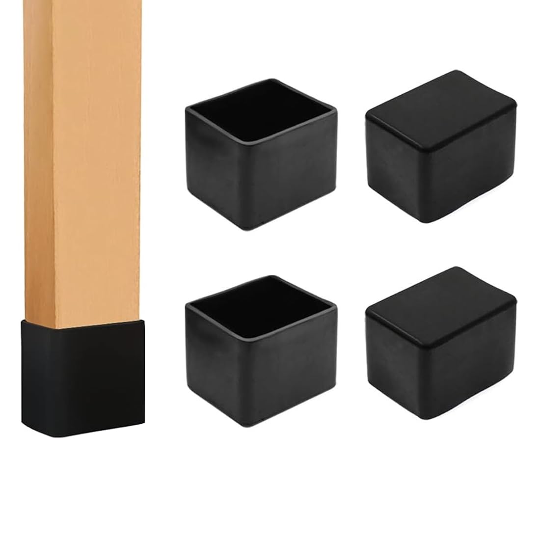 Set van 4 zachte rubberen pootjes voor hout, kunststof of ijzer, krasbestendig en geluidsarm, voor vloeren, 20 x 30 mm, zwart Set van 4 zachte rubberen pootjes voor hout, kunststof of ijzer, krasbestendig en geluidsarm, voor vloeren, 20 x 30 mm, zwart