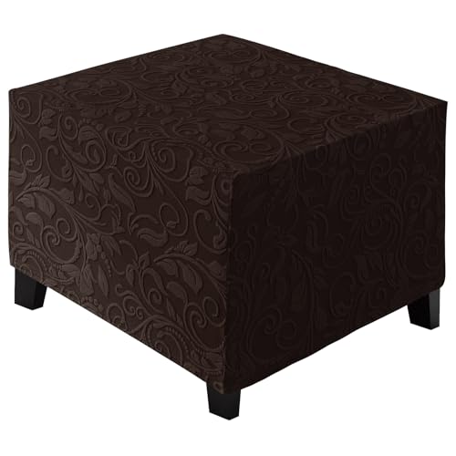 Housse de pouf carrée en velours jacquard au design élégant et extensible - 2