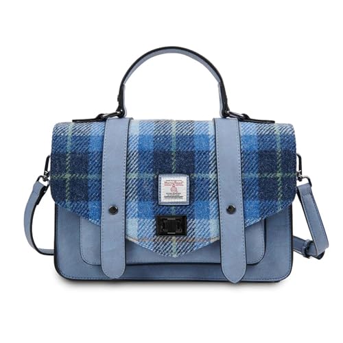 Islander Harris Tweed Large Satchel (Blue Tartan) by Islander - Used condition - US$88.39