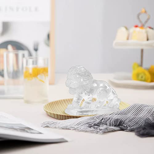 Smq Clear Quartz Crystal Lion Statue Outdoor Home Decor Carved Gemstone King Lion Figurine Animal Carvings Collectibles Sculpture Feng Shui Office Desk Ornament(2.6 Inch) #TOP6