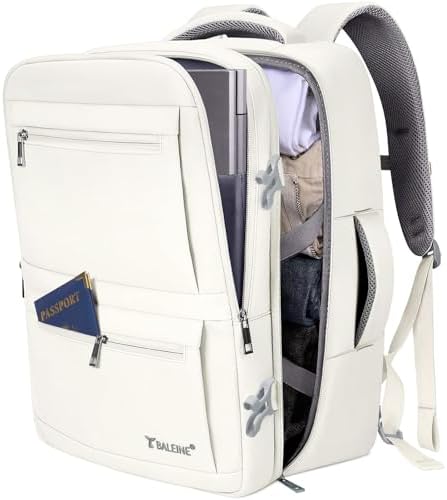 BALEINE Travel Backpack for Women Men, Large Sturdy Carry On Laptop Backpack Gifts for Business, Casual, Weekender, Hiking (Large, Beige)