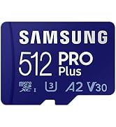 SAMSUNG PRO Plus + Adapter 512GB microSDXC Up to 160MB/s UHS-I, U3, A2, V30, Full HD & 4K UHD Mem...