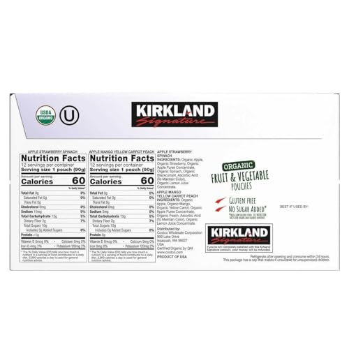 Kirkland Signature Organic Fruit and Vegetable Pouch Variety Pack (24 Count) image 4