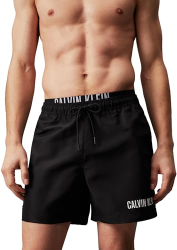 Calvin Klein Herren Badehose Medium Double Wb Lang, Schwarz (Pvh Black), M