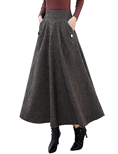 Wool Skirts for Women 2024 High Waisted Pleated Plaid Warm Winter...