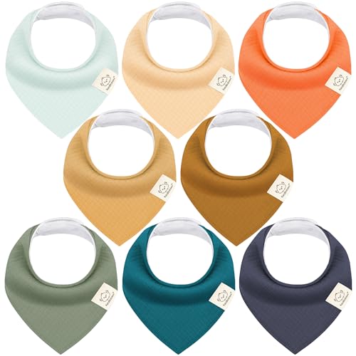 Image of KeaBabies 8-Pack Bandana Bibs for Baby Girls, Boys - Organic Cotton Baby Bibs for Drooling & Teething Newborn, Toddler, Infant 0-36 months, Extra Soft, Absorbent Cloth with Snaps (Eclipse/Quin)