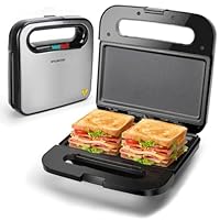Aigostar Sandwich Toaster Panini Press, Deep Fill Toastie Maker, Non-Stick Sandwich Grill Flat Plates, Indicators, Locking Latch - Roy Max