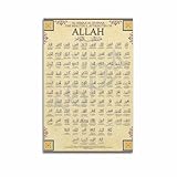 CVAPEPFK Canvas Wall Art Print 99 Name of Allah Islamic Muslim Poster Art Print Vintage Poster Poster for Room Aesthetic Posters 12x18inch(30x45cm)