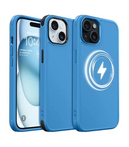 MobNano Magnética Silicona Funda iPhone 15 Case [Compatible con Magsafe][2 Sets Bumpers] Carcasa para iPhone 15 Completa Protectora Antigolpes Antiarañazos Capa   Azul Marino