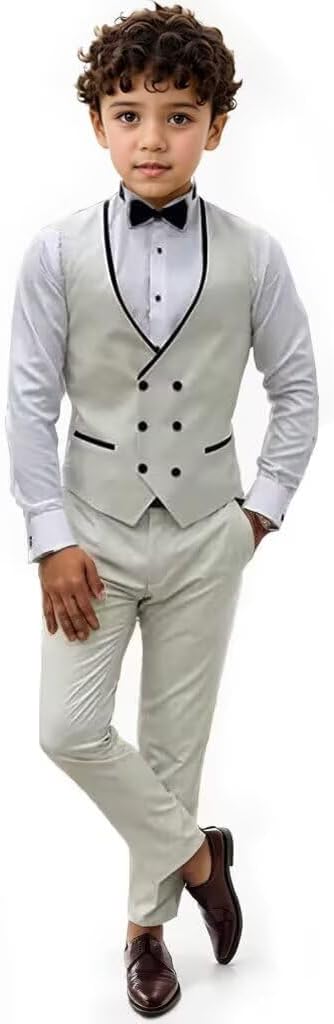 Boy Suit 3 Piece Kids Formal Tuxedo Suits Peak Lapel Wedding Prom Dress Clothes Jacket Vest Pants