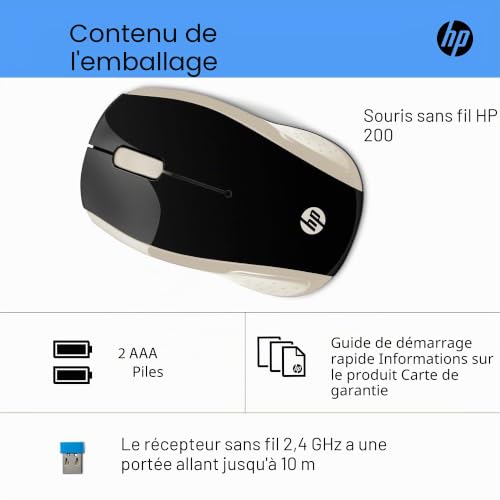 HP 200 - Souris Sans Fil Rose Soie (USB, 1000 DPI, Ambidextre)
