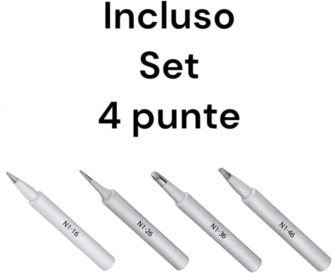 Stazione Saldante Elettrica Professionale AN-931+ Kit 4 Punte Assortite con Display Digitale Temperatura Regolabile 150-450°C Spugna 48W 220-240V di Saldatura Dissaldante Alta Qualità ANFEL