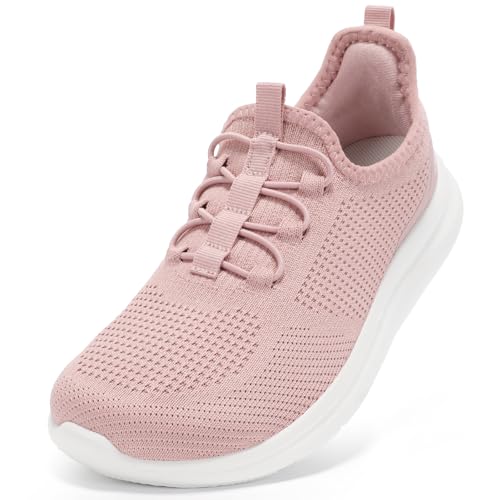 STQ Wide Fit Slip on Trainers Women Comfortable Womens Orthopedic Shoes Breathable Ladies Summer Shoe for Bunions Plantar Fasciitis Hammertoes Flat Feet Dark Pink, UK 5 / US 7