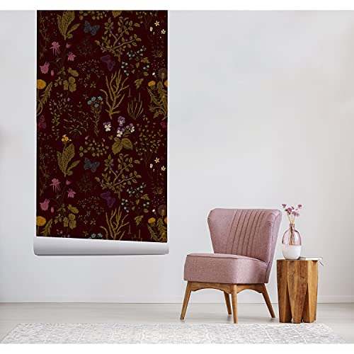Papier peint décoration fleurs de champ noir design panoramique - 5