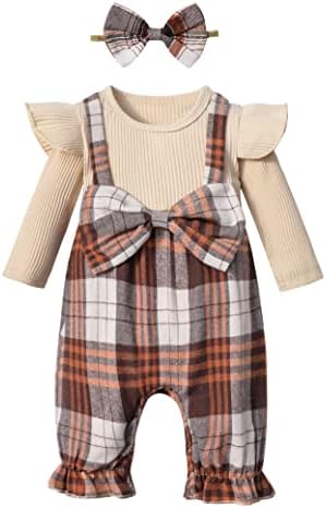 Queenstyle Baby Girl Clothes 6-9 Months Fall Infant Outfits One-Piece Snap Coverall Romper Newborn Photography Outfits