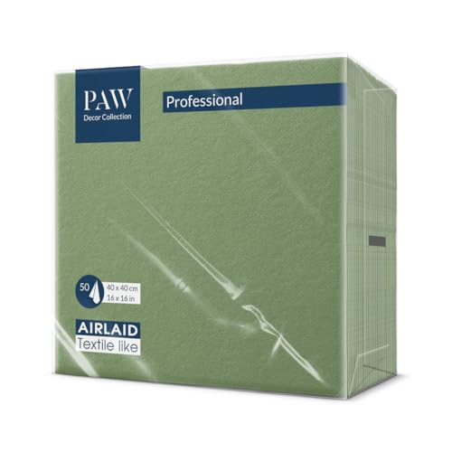 PAW - 50 Serviettes en Airlaid Aspect Tissu (40x40 cm) | Serviettes Jetables Haut de Gamme et Absorbantes | Idéales pour Mariages, Fêtes et Communions |...