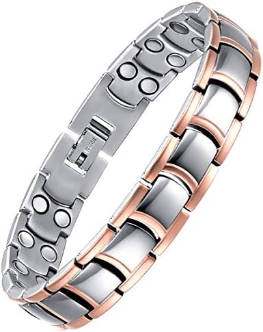 ABUZITOS Pure Titanium Magnetic Bracelet Adjustable Solid Steel Super Light Wide Magnetic Therapy Bracelets Double Row Magnet for Men