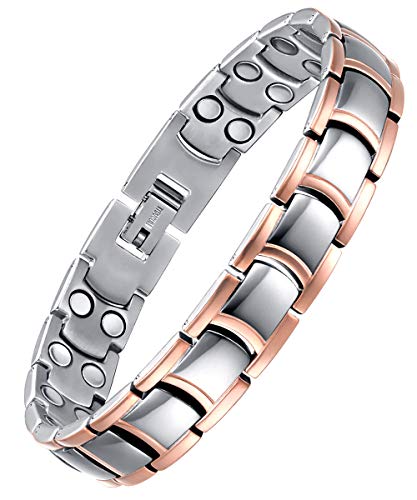 Abuzitos Pure Titanium Magnetic Bracelet Adjustable Solid Steel Super Light Wide Magnetic Therapy Bracelets Double Row Magnet For Men #TOP2