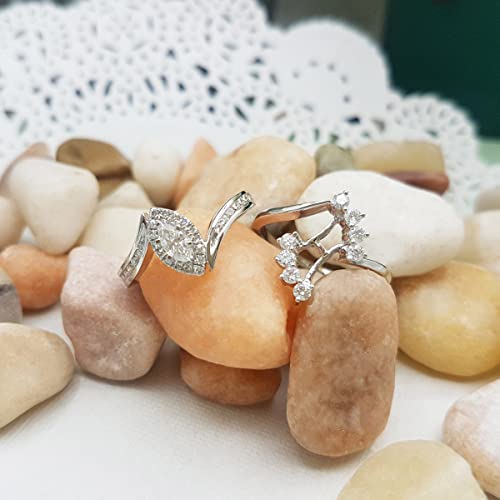 Dazzlingrock Collection 0.95 ctw Marquise & Round Diamond Wedding Ring Matching Band Set for Women (Color I-J, Clarity I1-I3) in Solid Gold4