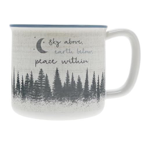 Taza de cerámica 17 oz Lodge con diseño bosque y luna
