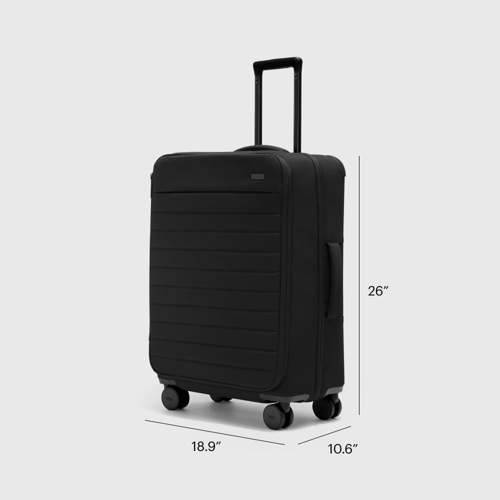 Away Softside Medium Checked Suitcase, 26 Inch Expandable Luggage For Men & Women, Durable Nylon Exterior, TSA Approved Lock, Ideal For Trips 1-2 Weeks, Jet Black