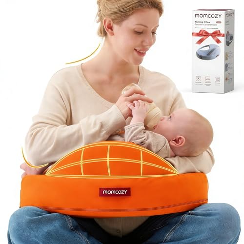 Image of Momcozy Original Nursing Pillow and Positioner - Plus Size Feeding Pillow | Breastfeeding, Bottle Feeding, Baby Support | with Adjustable Waist Strap and Removable Cotton Cover, Green Forest