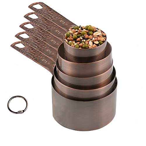 Zoyizi Measuring Cups Set 5, Copper Measuring Cups Set For Kitchen And Baking, Dry & Liquid Metal Measuring Cups, Cute Metric Measuring Cups With 1/8 Measure Cup #TOP19