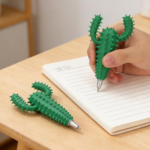 Bolígrafos con forma de cactus y suculenta en maceta para escritorio 6